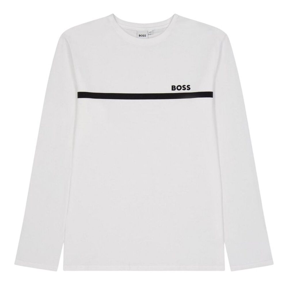 Boss Childrens/Kids Logo Long-Sleeved T-Shirt / White